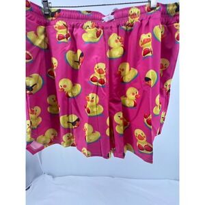 OUKU Mens Size 3XL Pink Rubber Duck Print Swim Trunks Shorts Designed California